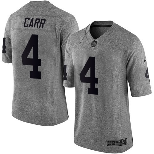 Men's Elite Derek Carr Nike Jersey Gray - #4 Gridiron NFL Oakland Raiders